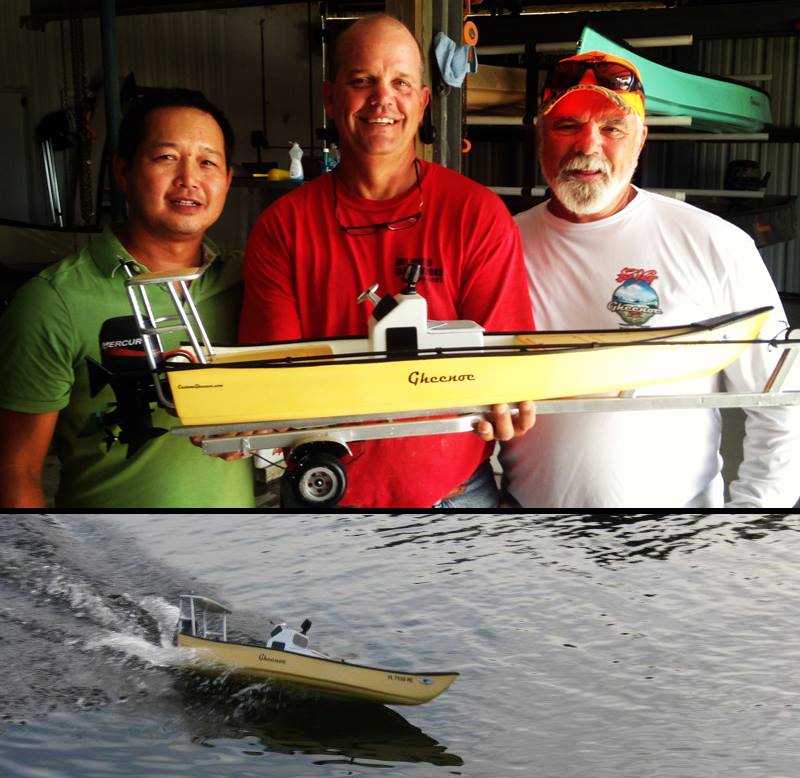 World’s SKINNIEST running Gheenoe LT25! Nice work, Mitch! Mitch debuted this awesome radio controlled replica at the Annual Gheenoe Rally in Jensen Beach. Video and Photos here: http://www.skifflife.com/703242/worlds-smallest-gheenoe-lt25/ Pictured: Mitch (Left, Builder) Pugar Gheen (Middle, Custom Gheenoe) Sam Heaton (Right) -->CLICK HERE --> Video and Photos here: http://www.skifflife.com/703242/worlds-smallest-gheenoe-lt25/ 