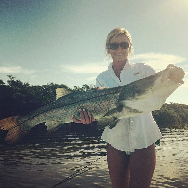 Booom! Brandie hooked into some serious linesider Snookage while fishing with Capt. Joey Mattay out of Anna Maria island. Keep an eye out for Brandie, she is moving to the Keys and is going to touch base with us on her adventures in the Conch Republic! Let's all wish Brandie safe travels and big fish on her journey! 