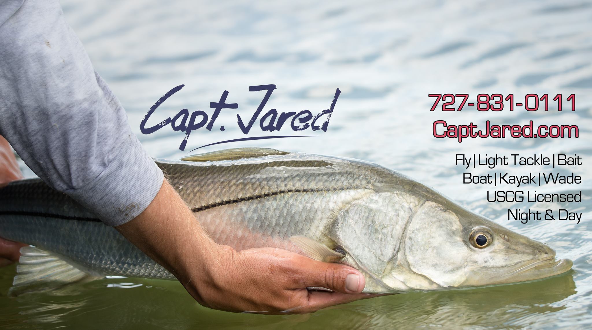 Capt.Jared specializes in light tackle and fly fishing for Inshore and Near shore game fish in the Tampa bay region. To book a charter call 727-831-0111