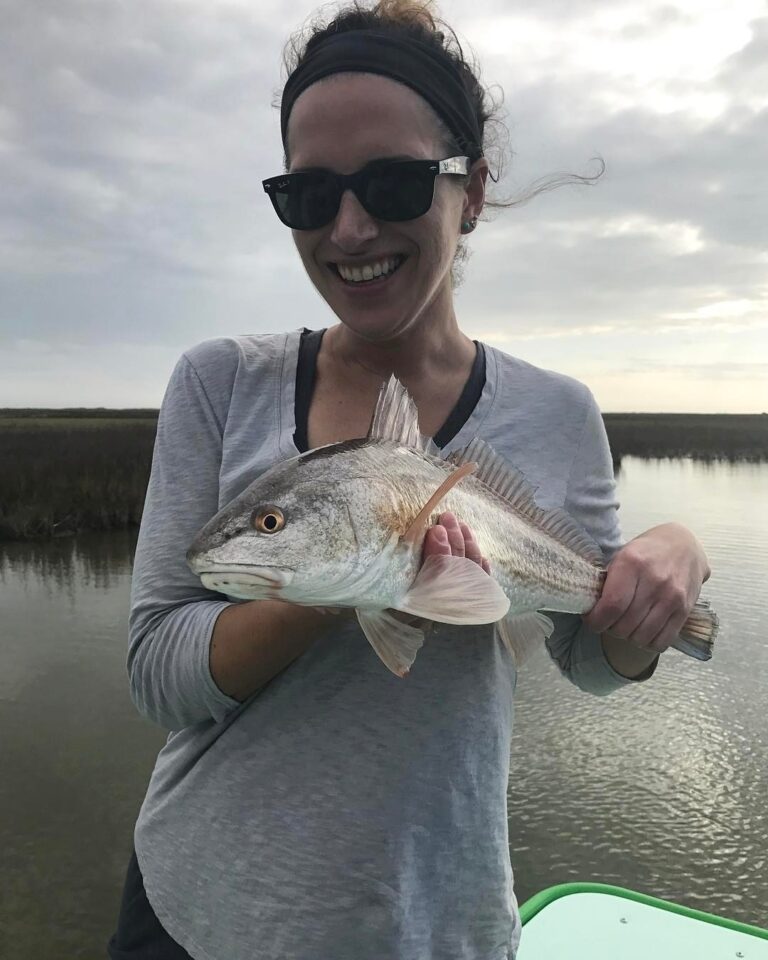 Rachel with her first ever fish…