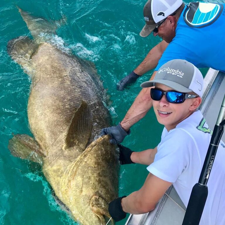 Youngest Angler catches Goliath Grouper on Sanibel Charter