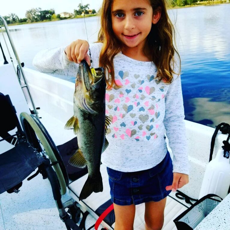 First bass on frog today! Congrats young lady!