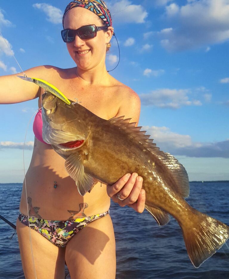 Kaitlin with a Beautiful Grouper