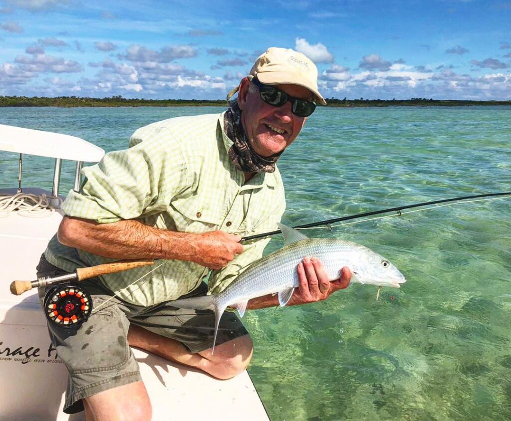 Scott Fischer from Alaska fly-fishing for Bonefish with Docky today .... this is