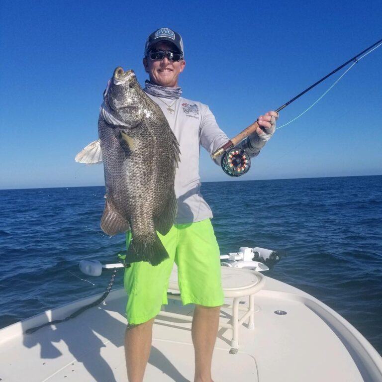 Got a real nice tripletail on the fly!