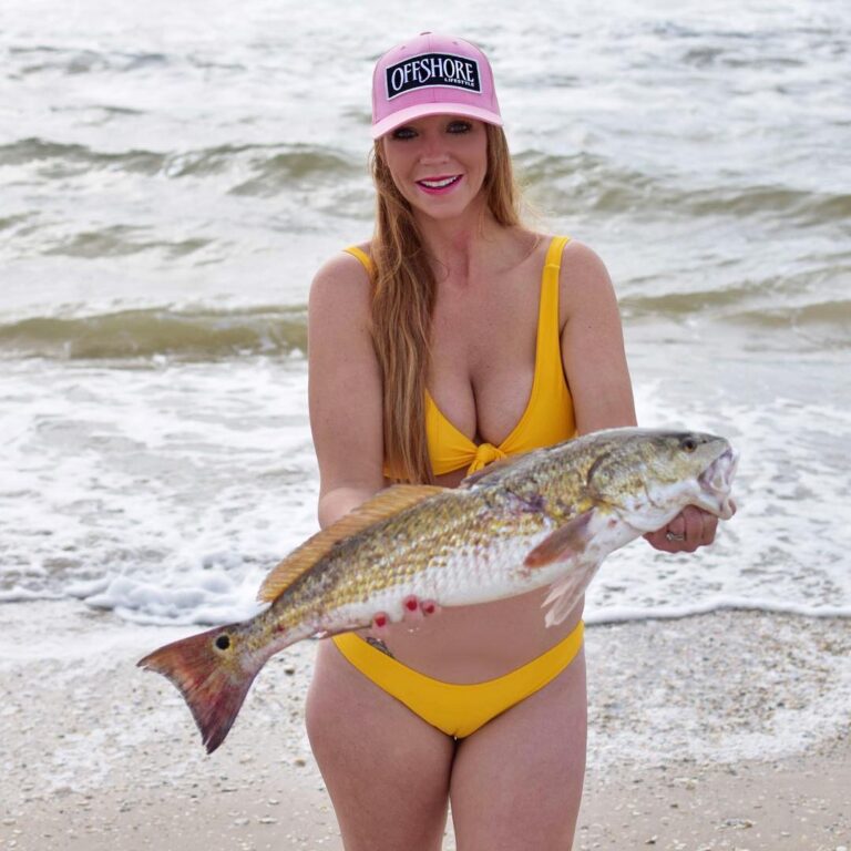 Nice redfish in the Texas surf.