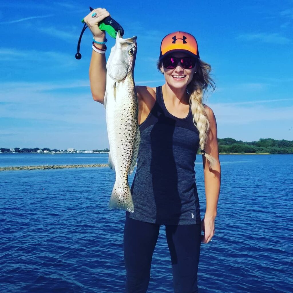 Cindy Jo with a monster 24" Gator Trout