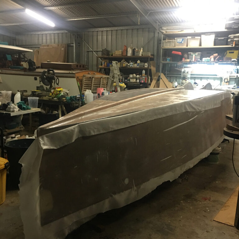 Those late night epoxy feels! Getting shit done on Pete’s new build! 18’6 Skeete