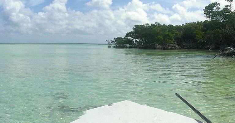 Standing on the bow of a skiff in the Florida Keys = Perfect