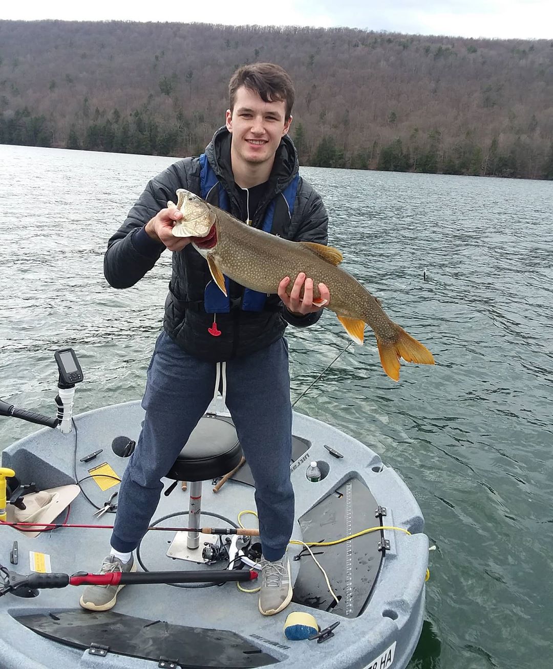 Erik up in NY state with a nice laker caught on his