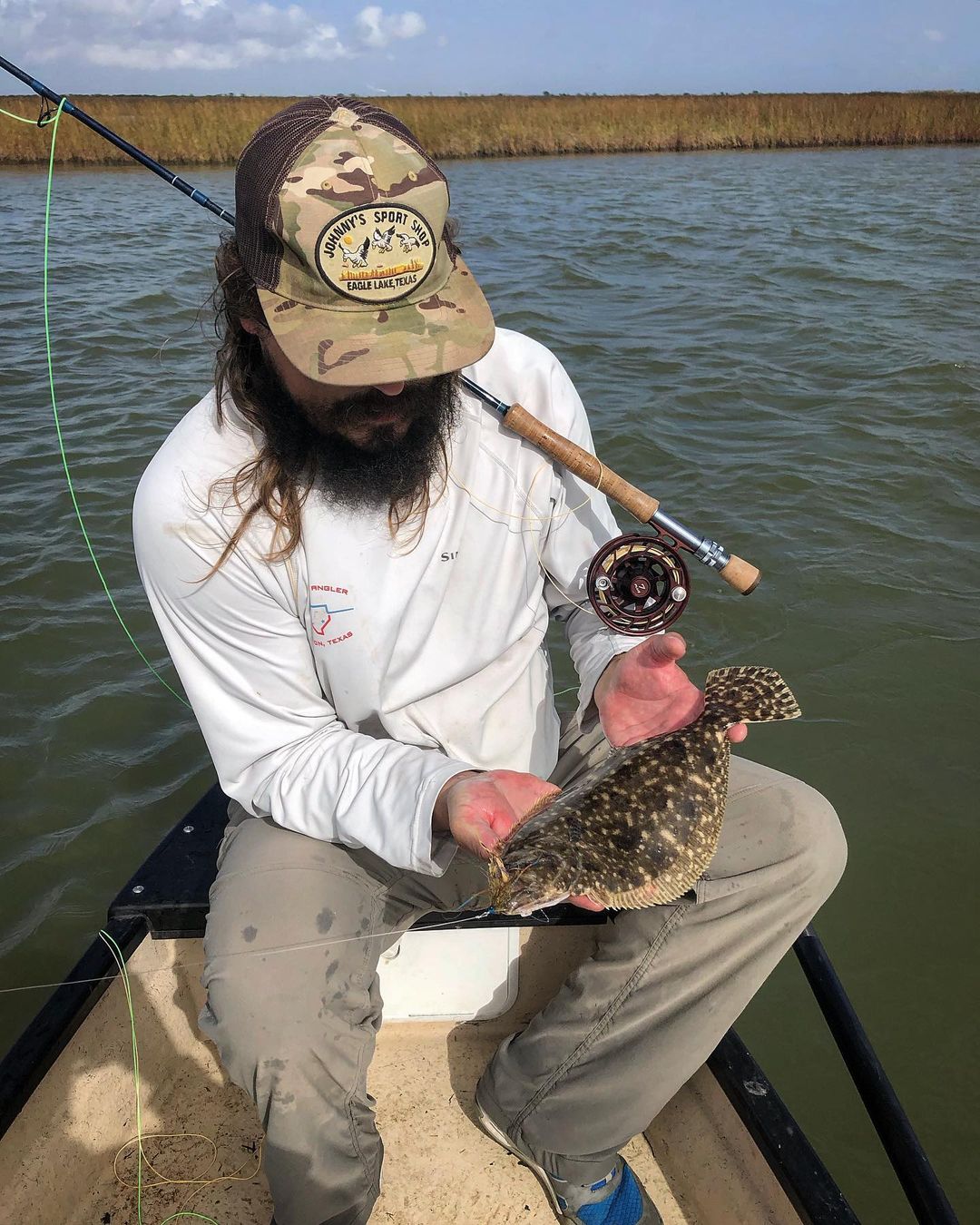 Wouldn’t have wagered on flounder in the First-Fish-On-The-Fly-In-My-Skiff prize